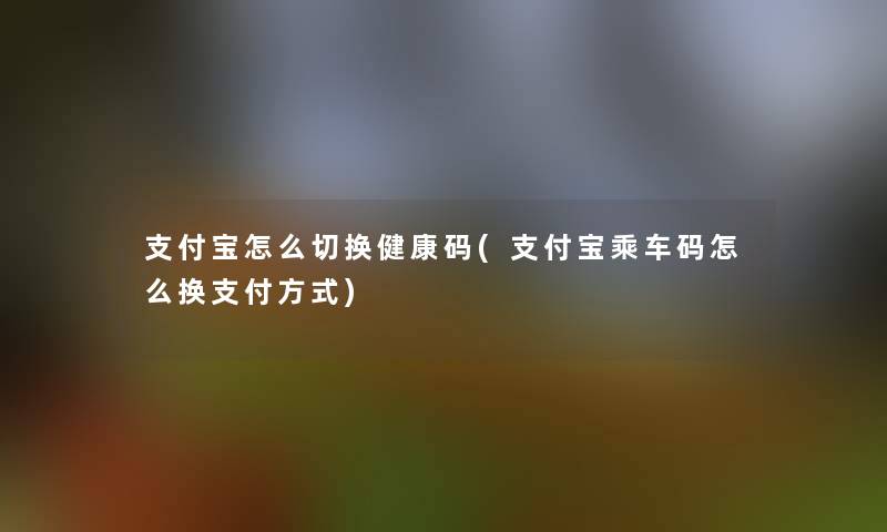 支付宝怎么切换健康码(支付宝乘车码怎么换支付方式)