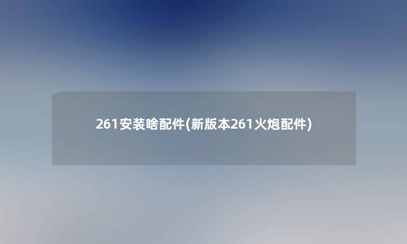 261安装啥配件(新版本261火炮配件)