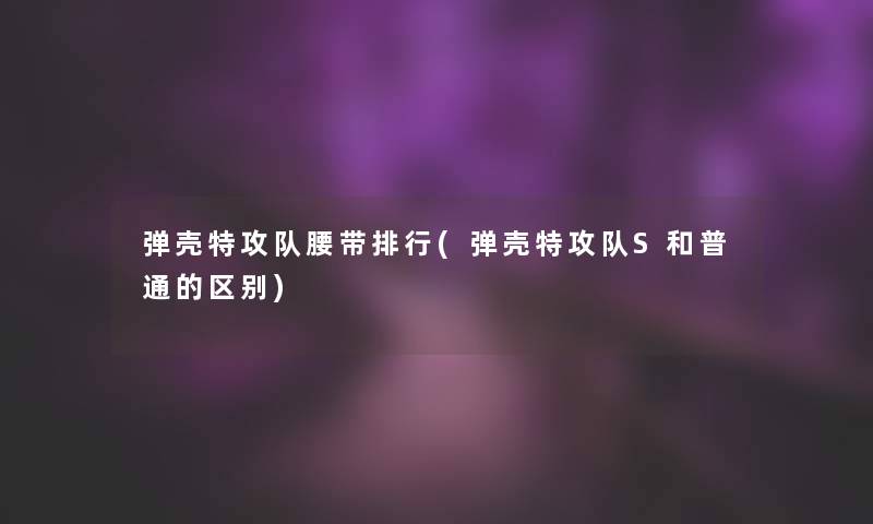 弹壳特攻队腰带整理(弹壳特攻队S和普通的区别)