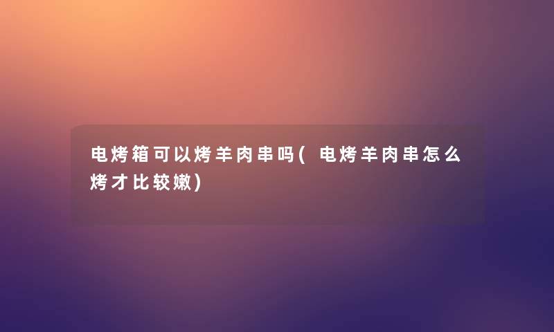 电烤箱可以烤羊肉串吗(电烤羊肉串怎么烤才比较嫩)