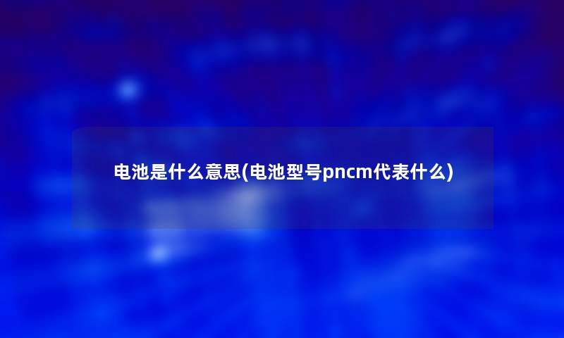 电池是什么意思(电池型号pncm代表什么)