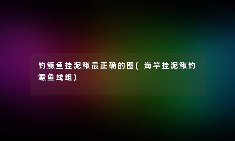 钓鳜鱼挂泥鳅正确的图(海竿挂泥鳅钓鳜鱼线组)