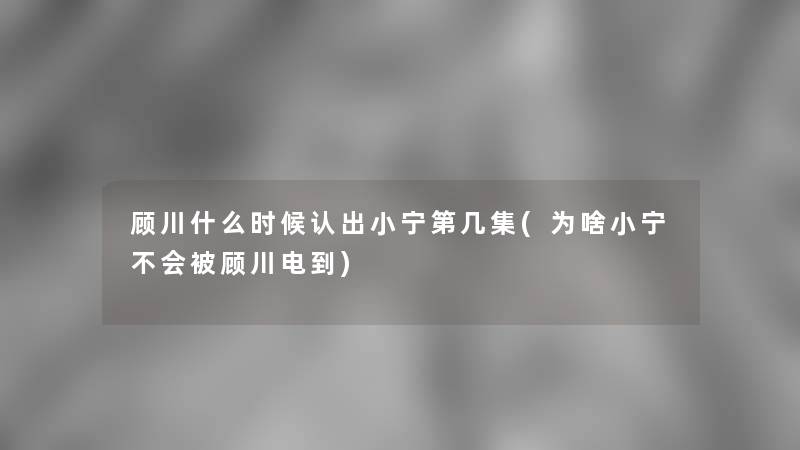 顾川什么时候认出小宁第几集(为啥小宁不会被顾川电到)