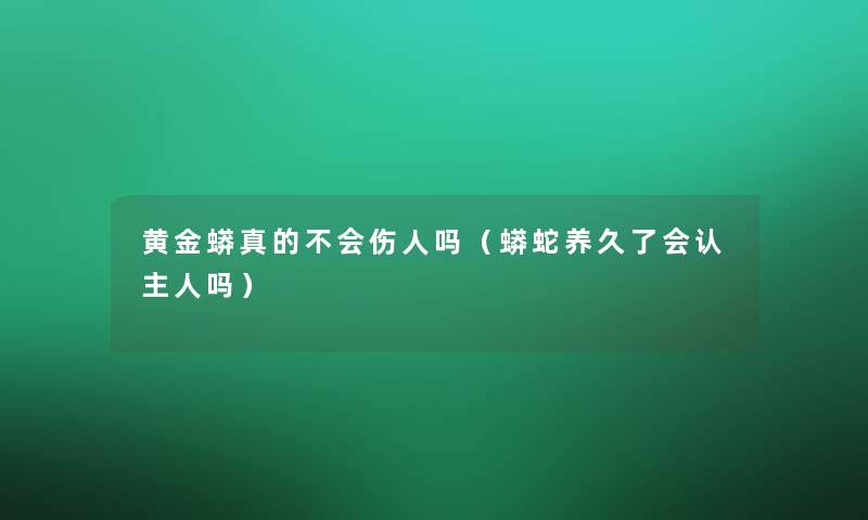 黄金蟒真的不会伤人吗（蟒蛇养久了会认主人吗）