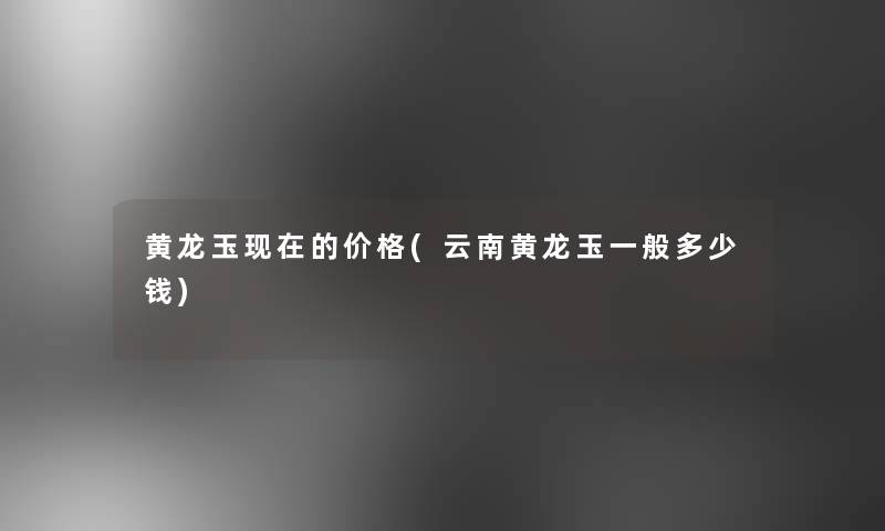 黄龙玉的价格(云南黄龙玉一般多少钱)