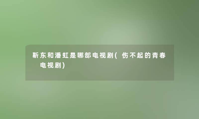 靳东和潘虹是哪部电视剧(伤不起的青春 电视剧)