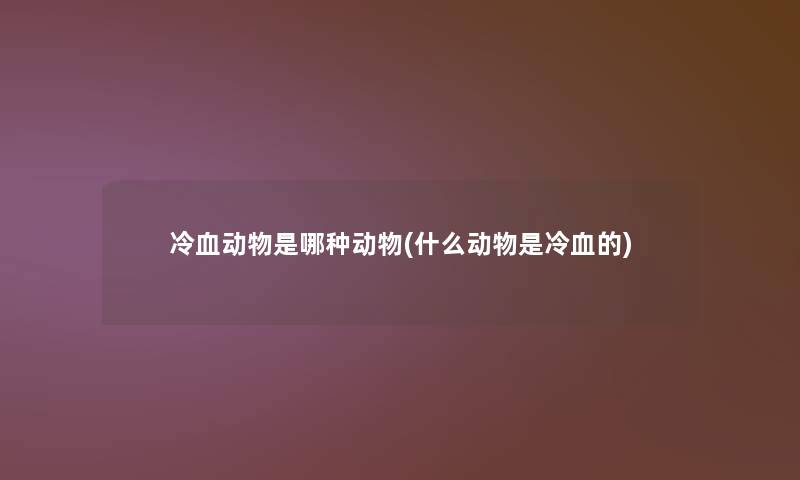冷血动物是哪种动物(什么动物是冷血的)