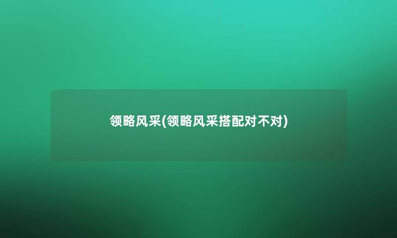 领略风采(领略风采搭配对不对)