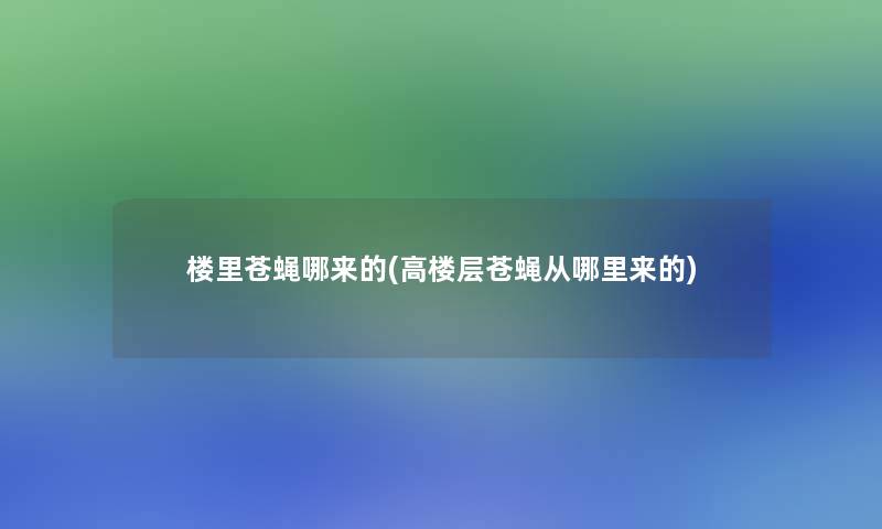 楼里苍蝇哪来的(高楼层苍蝇从哪里来的)