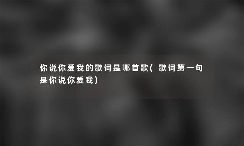 你说你爱我的歌词是哪首歌(歌词第一句是你说你爱我)