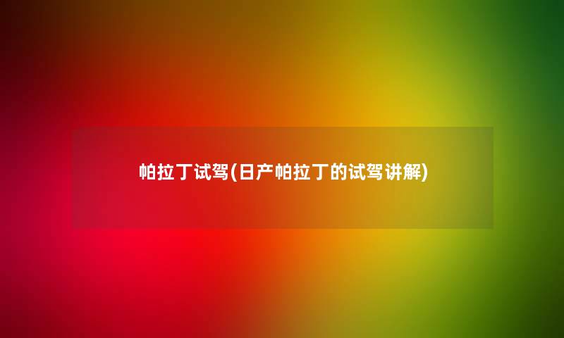 帕拉丁试驾(日产帕拉丁的试驾讲解)
