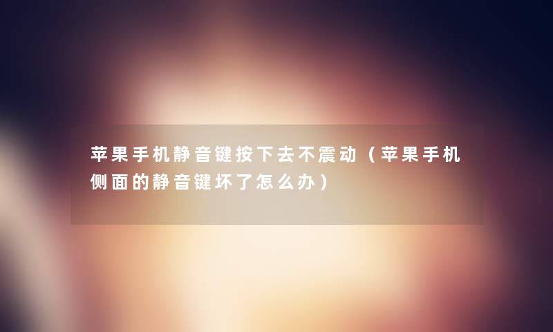 苹果手机静音键按下去不震动（苹果手机侧面的静音键坏了怎么办）