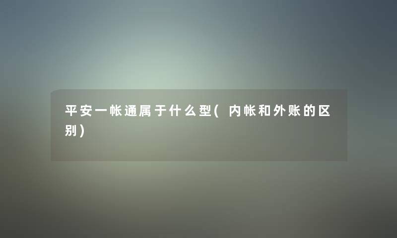 平安一帐通属于什么型(内帐和外账的区别)