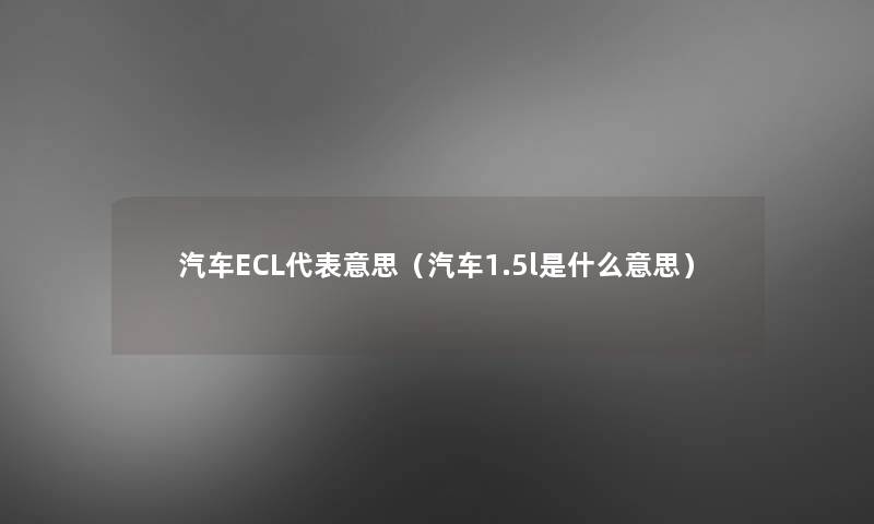 汽车ECL代表意思（汽车1.5l是什么意思）
