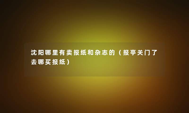 沈阳哪里有卖报纸和杂志的（报亭关门了去哪买报纸）