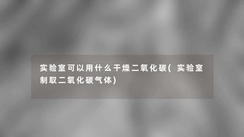 实验室可以用什么干燥二氧化碳(实验室制取二氧化碳气体)