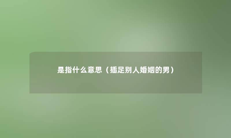 是指什么意思（插足别人婚姻的男）
