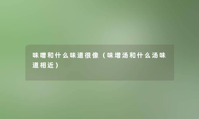 味噌和什么味道很像（味增汤和什么汤味道相近）