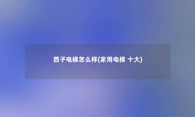 西子电梯怎么样(家用电梯 一些)