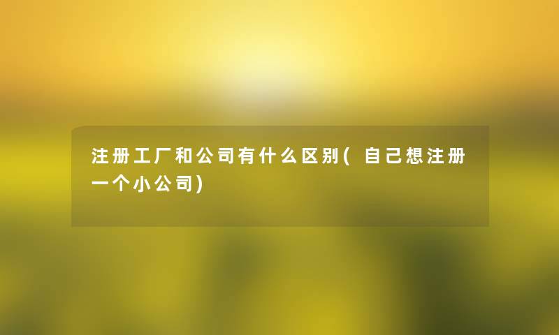 注册工厂和公司有什么区别(自己想注册一个小公司)