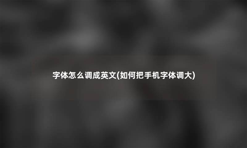 字体怎么调成英文(如何把手机字体调大)